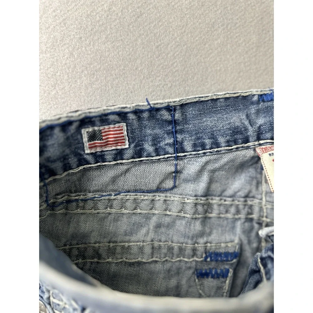 True Religion Ricky Super T White Stitch Jeans Medium Wash Men's 32X30 Rare